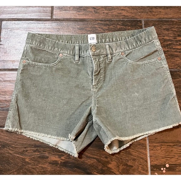 GAP Pants - Gap Womens Olive Green Corduroy Raw Hem Shorts Size 12 Frayed Cotton Blend